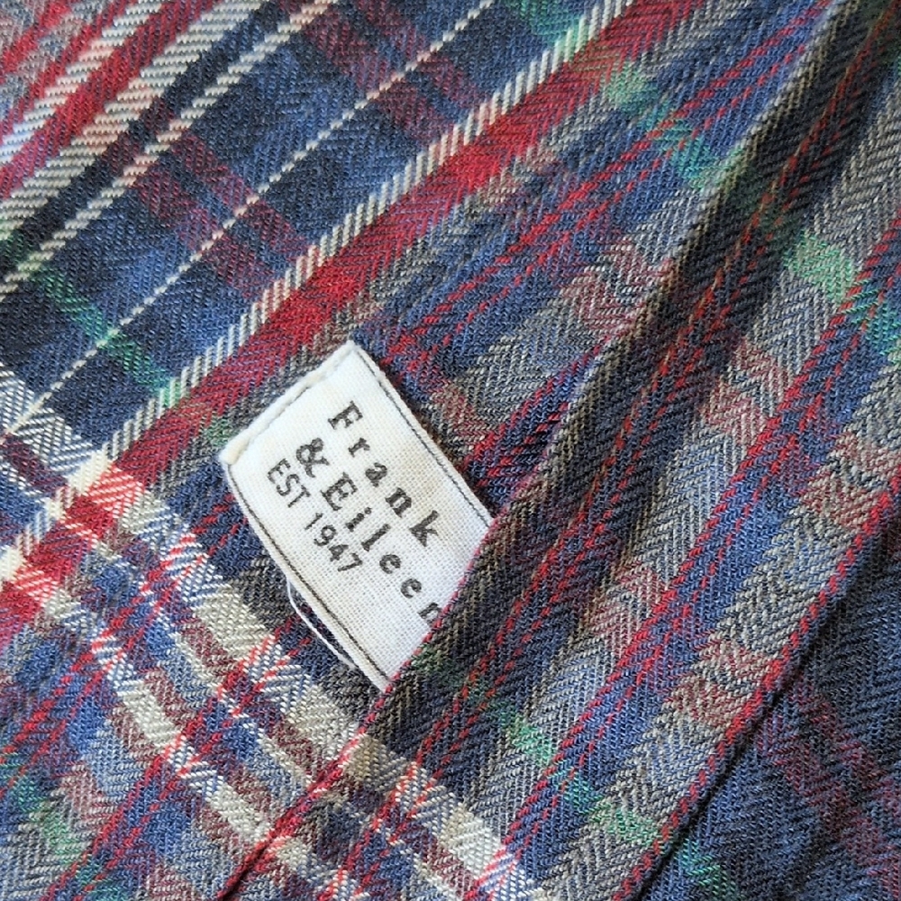 FRANK & EILEEN I Blue Multicolor Plaid Soft Cotton Button Down Eileen Shirt, S - Picture 6 of 15